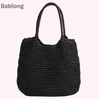  Túi xách nữ vải rơm dung tích lớn Túi dệt đơn giản Túi dệt nữ