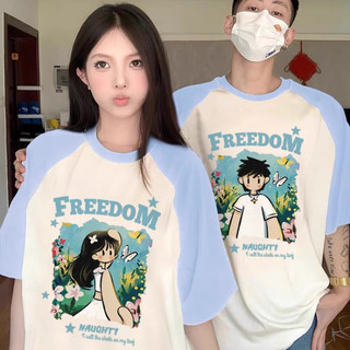 [Polyester] Phiên bản Hàn Quốc Áo thun ngắn tay dáng rộng dễ thương mùa hè Áo thun nữ cổ tròn dáng rộng thông thường