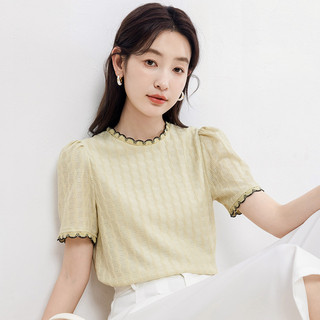 Bắn thật◆Hàng có sẵn◆Áo thun Cotton ngắn tay nguyên chất dành cho nữ mùa hè 2024 Thiết kế dáng ôm hơn Cảm giác thích hợp Màu sắc tương phản mỏng hơn Nhìn rộng ZBL