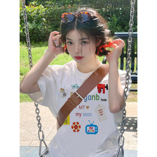 HANUNA Local Brand Áo Thun Phông Form Rộng 100% Cotton BIG SIZE Áo thun ngắn tay vai trước màu trắng dành cho nữ mùa hè Thiết kế thích hợp dáng rộng phù hợp với Co