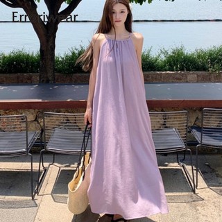 Erroriwear Nữ Đầm Maxi Thời Trang Màu Trơn Dây Nhân Quả Rời Phù Hợp Với Váy Không Tay