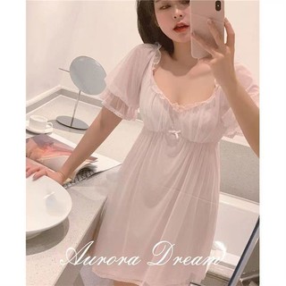Công Chúa Mới Váy Ngủ Pháp Cung Điện Gợi Cảm Ren Gạc Bộ Đồ Ngủ Mùa Hè Tay Ngắn Ánh Sáng Thoải Mái Quần Áo Gia Đình Có Thể Đeo Bên Ngoài