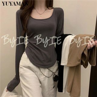 Yuyamanáo sơ mi dài tay không đều tay ngắn dành cho nữ Áo vest giảm cân đáy