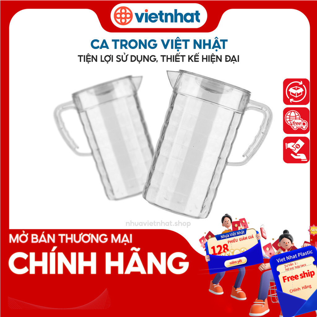 Ca đựng nước, ca nhựa trong, ca đựng nước trong suốt, ca kính 6056 Nhựa Việt Nhật shop