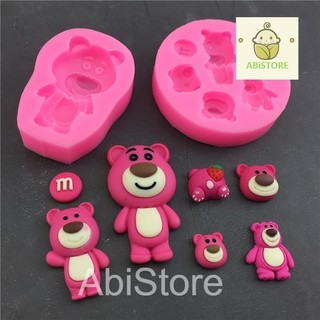 Hcm-khuôn silicon 4d gấu dâu, gấu nhiều hình làm thạch, pudding, tượng thạch cao