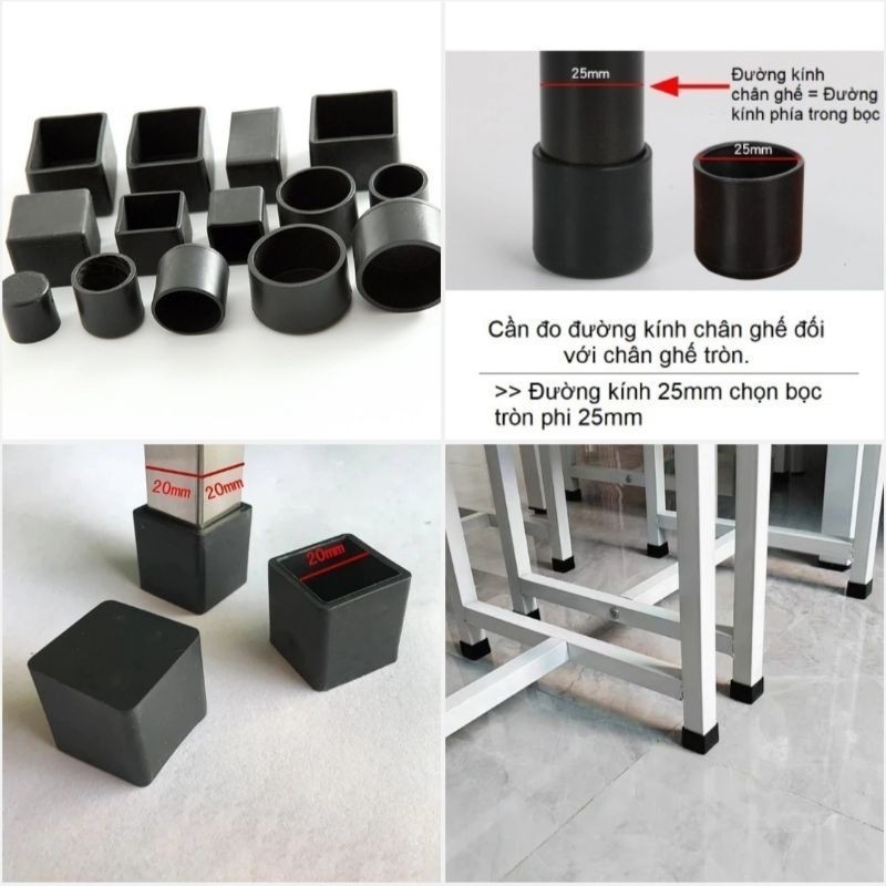 COMBO 10 Nút bịt nhựa, bịt đầu sắt hộp, chân bàn ghế loại Đẹp 2x2, 2x4, 2,5x2,5, 3x3, 4x4, ...