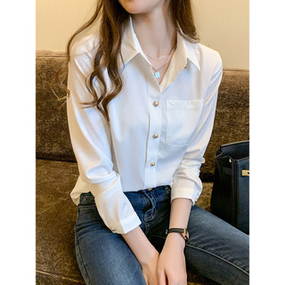 Áo Kiểu Nữ Áo tay dài croptop Phong Cách Mới Áo Sơ Mi Trắng Nữ Dài Tay Rời Chuyên Nghiệp Mặc Áo Sơ Mi Thiết Kế Niche Top