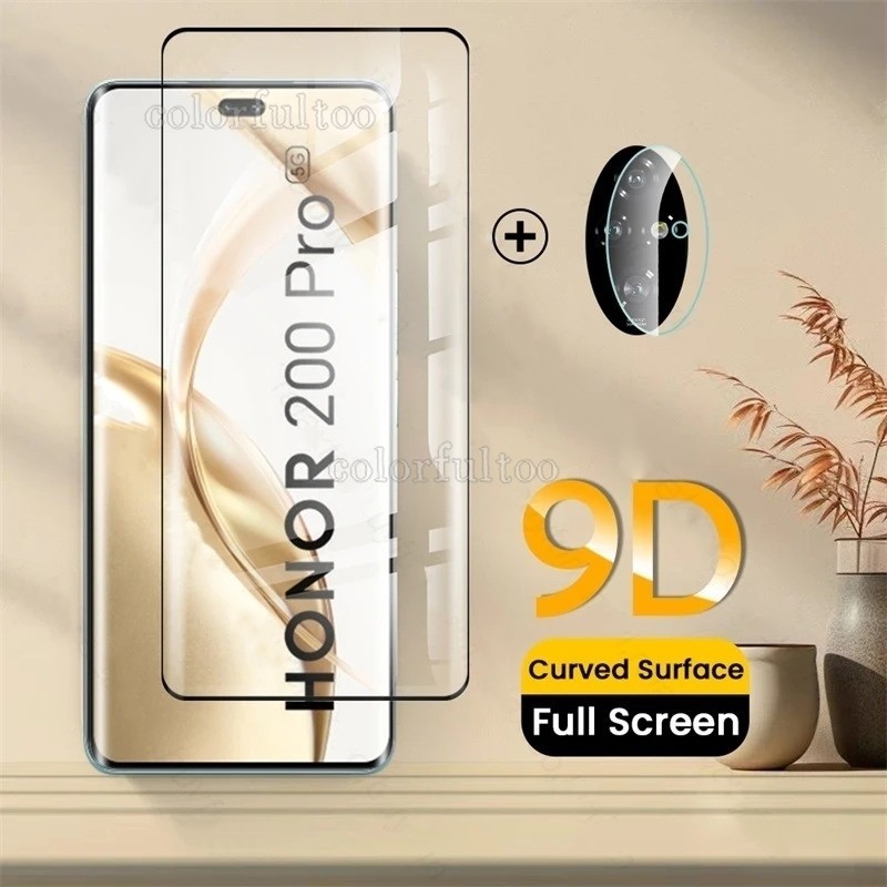 Kính cường lực cong 2in1 3D cho Honor 200 90 70 60 50 Pro 50Pro 60Pro 70Pro 90Pro 90Lite 200Pro Honor90 Honor60 5G Kính bảo vệ màn hình ống kính máy ảnh phía sau