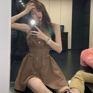 Áo Sơ Mi Phong Cách Pháp Dây Đầm Nơ Nữ Không Tay Eo Áo Polo