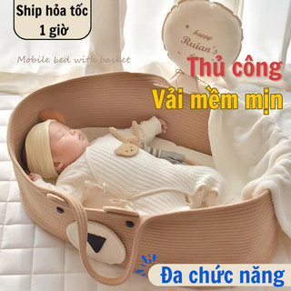 Nôi Ngủ Cho Bé CozyMint Giỏ Nôi Có Quai Xách Gấp Gọn Tiện Lợi, Vải Mềm Mịn Dịu Nhẹ Cho Da Bé