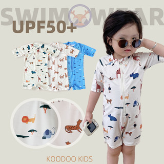 Bộ áo liền quần bơi bé trai UV Bộ đồ bơi một mảnh UPF50 + Đồ đi biển dễ thương Rash Guard Bộ đồ tắm