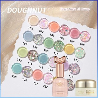 ⚡⚡COD Annies New Macaron Color Nail Polish Donut Series Flash Sequins Gel UV bán vĩnh viễn 24 màu Trị liệu bằng ánh sáng Rửa miễn phí Ngâm sơn móng tay Keo dán móng nghệ thuật cho tiệm làm móng