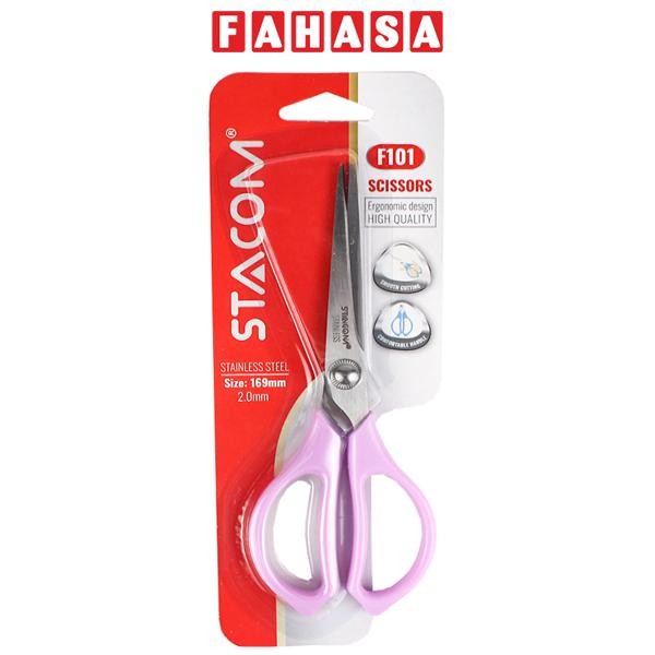 Kéo Cắt Giấy 165mm - Stacom F101 - Màu Hồng