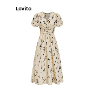 Lovito Váy thanh lịch Váy xếp ly hoa dành cho nữ LNL37144 (Mai)