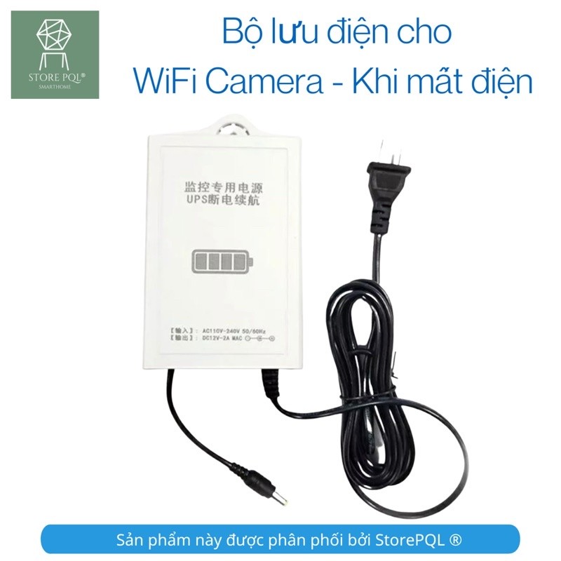 Bộ lưu điện dung lượng cao 3600mAh tự động cấp điện Wifi Camera khi mất điện - UPS 12V 2A