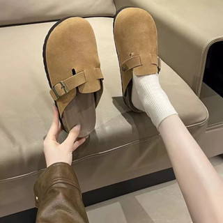 Giày Sục Da Lộn Phong Cách Vintage Đế Cao Su Chống Trượt Có Lót Nhẹ Êm Chân Giày Lười Xinh Thời Trang