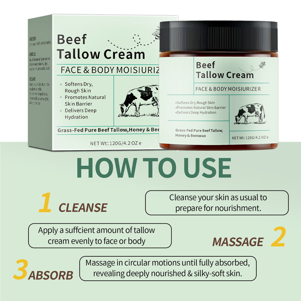 Grass Fed Beef Tallow Balm 120ml Pure Tallow Moisturizing Cream Pure Tallow Balm For Skin Organic Sk