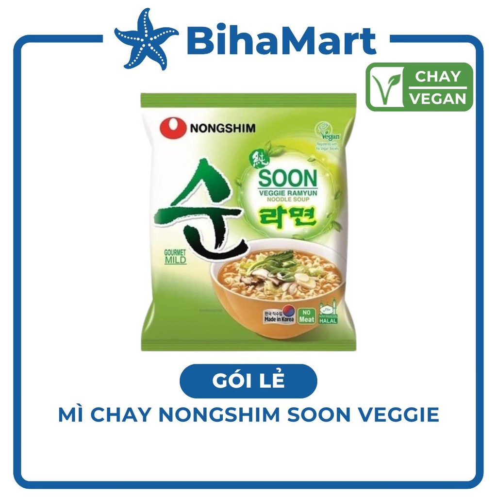 [GÓI LẺ] - NONGSHIM - Mì chay Nongshim Soon Veggie, Mì Nongshim chay, Mì chay Soon Veggie, Mì chay H