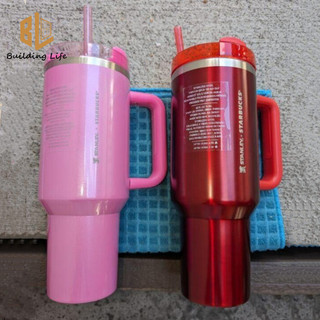  Starbucks × Tumbler Giữ Nhiệt Cốc Rơm Rượu Vang Đỏ Hồng Dung Tích Lớn Thép Không Gỉ 304 Xe Ngoài Trời Cốc Nước Thể Thao Di Động 40oz 