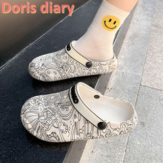 【Doris diary  Đế dày, mềm mại và chống trượt, thoải mái, chống mài mòn, dép đi biển đôi, dép hoạt hình, dép xỏ ngón ngoài trời. Giày nữ, EVA