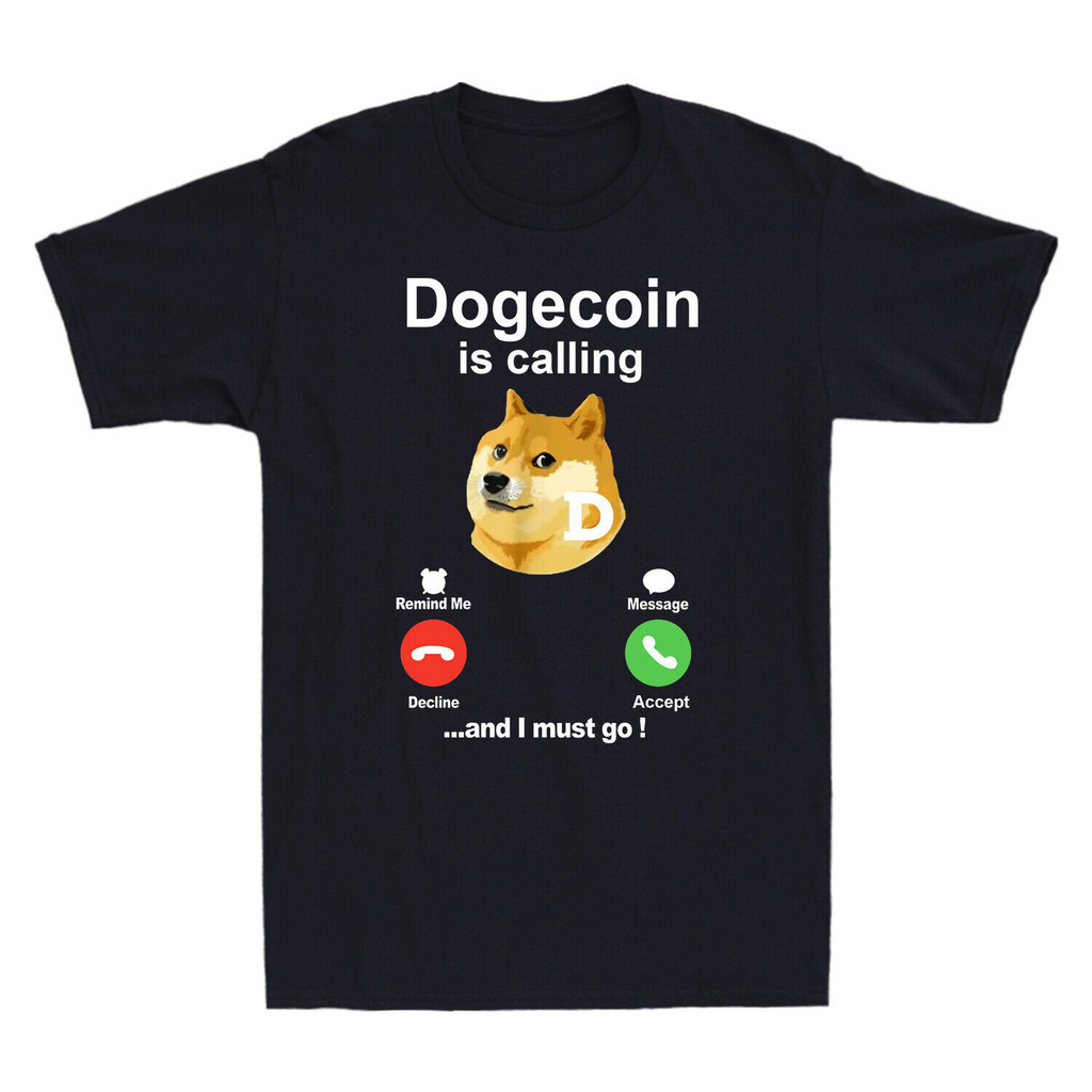 Dogecoin Đang Gọi Và Tôi Phải Đi Ngộ nghĩnh Shiba Meme Áo Thun Nam Tay Ngắn