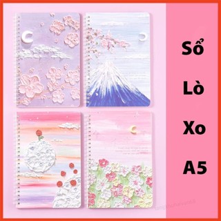 Pvn63706 sổ lò xo a5 120 trang kẻ ngang họa tiết mây trời cực chill