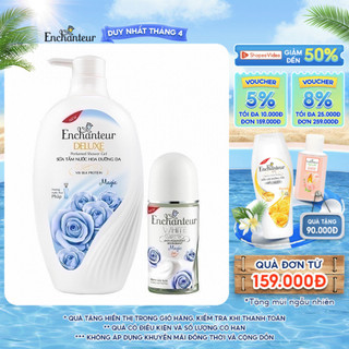 Combo Sữa tắm nước hoa Enchanteur 650g và lăn khử mùi trắng da 50ml (hương Magic)