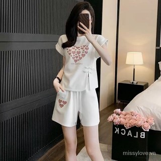Quần Short Trung Quốc Mùa Hè Tay Ngắn Thời Trang Ôm Hơn Nhìn Nữ Giảm Tuổi Hai Mảnh Phù Hợp Với Bộ Đồ Mới Thường Ngày Rời Thể Thao Nhỏ WBNM