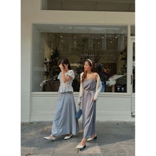 Váy 2 dây lụa dài cổ V kèm dây V-850