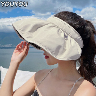 Youyou Mũ Nữ Rỗng Top Chống Nắng Mũ Chống Nắng Ins Phong Cách Vinyl Mũ Chống Nắng