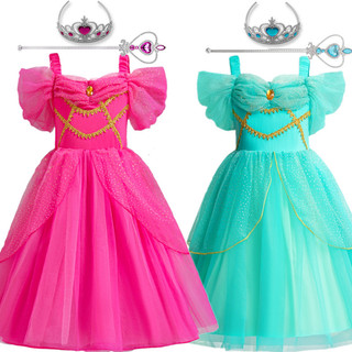  Njxd Bé Gái Lạ Mắt Trang Phục Cho Trẻ Em 3-8Y Jasmine Cosplay Sinh Nhật Công Chúa Váy Halloween Carnival Dự Tiệc Bé Gái Aladdin Đầm 