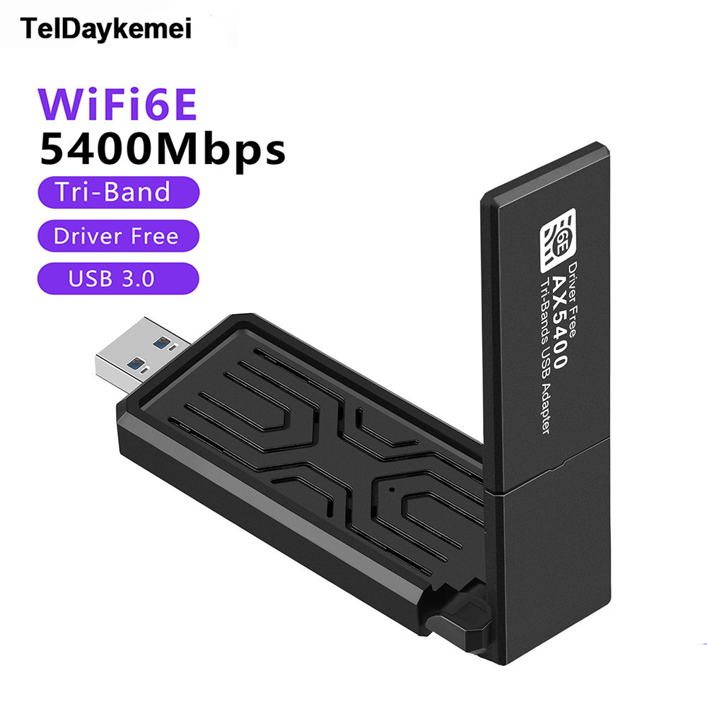Ax5400 WiFi 6E Tri-Bands USB 3.0 Adapter 2.4G 5G 6G WiFi Thu Dongle Cho Máy Tính Để Bàn Laptop Windo
