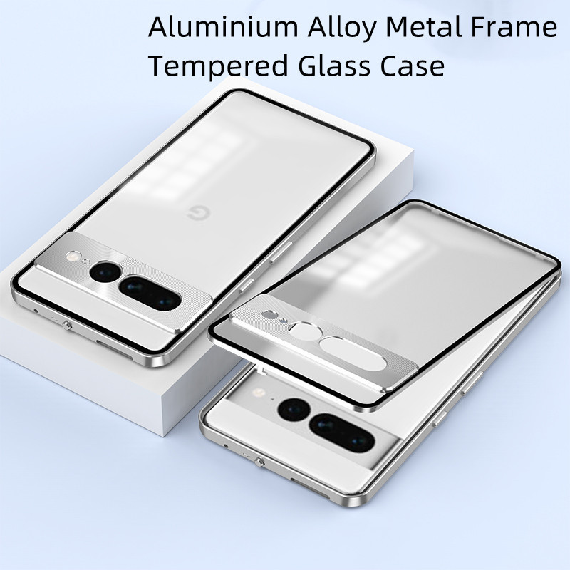 Ốp Lưng Cho Google Pixel 7 Pro Pixel7 Pixel7A Hợp Kim Nhôm Khung Kim Loại Kính Cường Lực Bảo Vệ Came