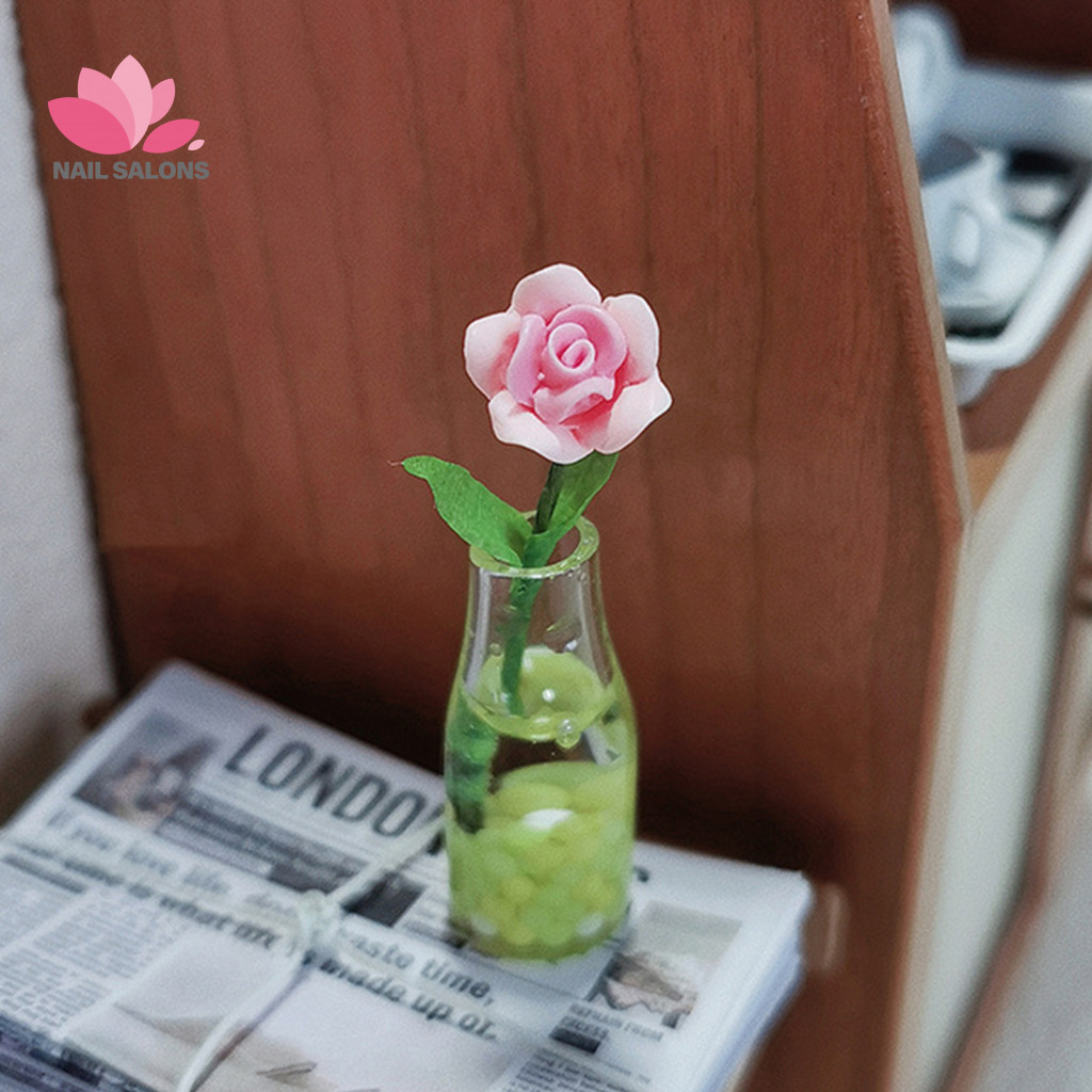 {Bakilili} Nhà búp bê Trang trí hoa Phụ kiện nhà búp bê Nhựa Mini Bình hoa hồng Trang trí để trang trí nhà búp bê Phụ kiện chơi giả vờ dễ thương và bền bỉ