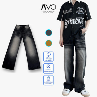 Quần jeans Nam ống rộng suông WideLeg Vintage Faded Indigo Cao cấp Avocado đẹp