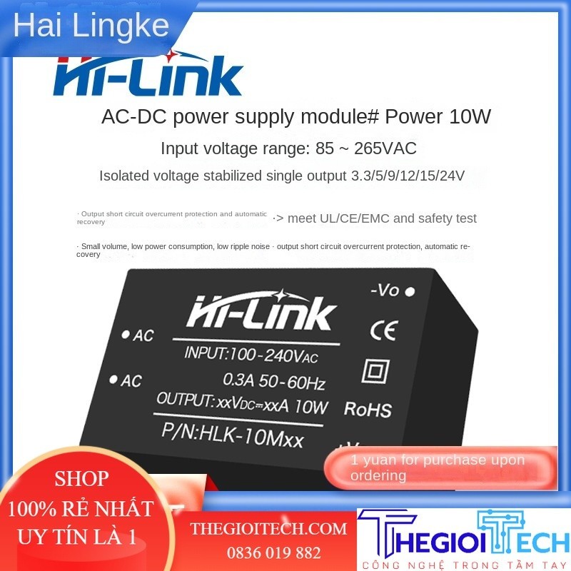 HLK-10M ACDC Cách Ly Bước Xuống Chuyển Mạch Điện Mô-đun 220V Sang 10m03/05/09/12/24v10w - HLK-10M15