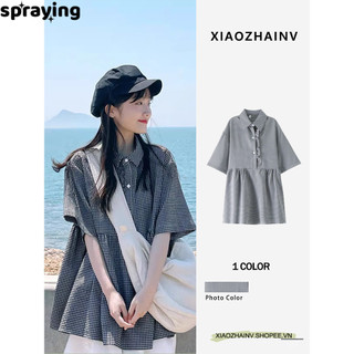 Phunxiaozhinv áo sơ mi sọc rộng quần áo nữ mùa hè thời trang