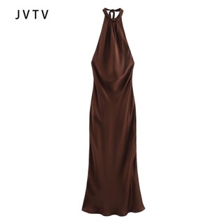 10320 Váy họa tiết Satin lụa lưng thời trang JVTV