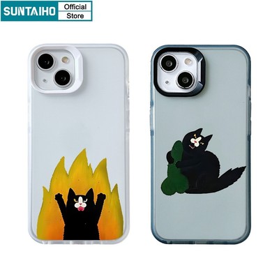 Suntaiho Vỏ Dễ Thương Ngộ nghĩnh Họa Tiết Mèo Giận Dữ Trong Suốt Mờ Dành Cho Iphone 15 14 12 13 11 Pro Max IP 7 8 Plus Iphon X Xs XR Xs Max TPU Silicone Mềm Cao Cấp Chống Sốc Ốp điện thoại