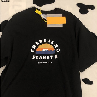 Tianleyunrvp cotton nguyên chất ngắn tay cổ tròn nam thời trang mùa hè Áo thun nữ