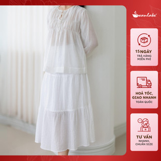 - Chân Váy Maxi Dài Trơn Xòe Tầng Lưng Thun Cạp Cao Vải Tơ Xếp Ly 2 Lớp Dịu Dàng Nữ Tính - V9829LW03