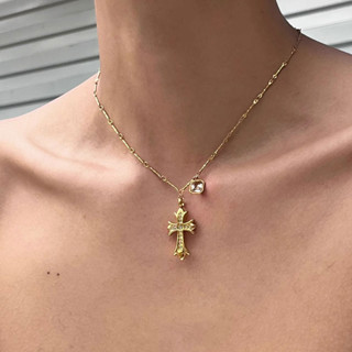 Thiết kế nguyên bản của chữ thập vàng dát kim cương, vòng cổ bằng thép titan, niche, sang trọng, cao cấp và hợp thời trang dành cho nam và nữ