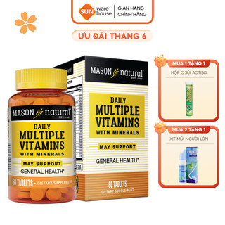 Viên Uống Hỗ Trợ Sức Khoẻ MASON NATURAL Daily Multiple Vitamins Whith Minerals 60 Viên
