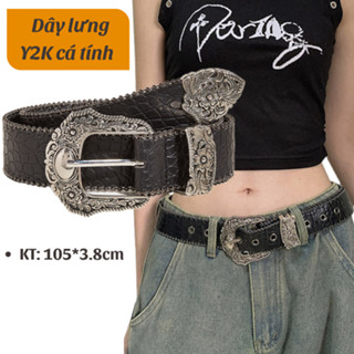 Dây thắt lưng nam nữ  họa tiết cổ điển - khóa mạ đồng chạm khắc tinh xảo , dây nịt phong cách Retro  cá tính OLL339