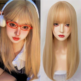 Tóc giả dài 50cm thẳng tóc giả với nổ gothic cosplay tóc giả màu tự nhiên tổng hợp nhiệt độ cao sợi tóc cho nữ