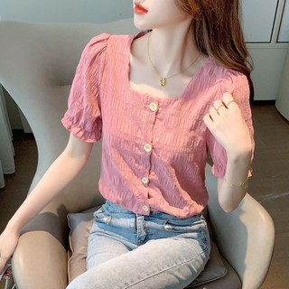 Áo Sơ Mi Voan Tay Ngắn Mùa Hè Quần Áo Nữ 2023 Thiết Kế Phong Cách Mới Nửa Tay Áo Sơ Mi Nhỏ Thời Trang Châu Âu Ngắn Top