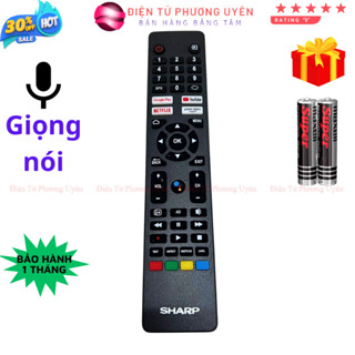 SKU351 - Remote điều khiển tivi SHARP Mã 06, Giọng nói, điều khiển TV SHARP internet - Tặng kèm pin