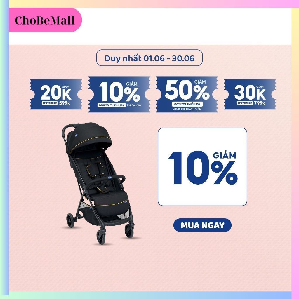 [CAO CẤP] Xe đẩy gấp gọn Chicco Glee màu Uneven Black cho bé