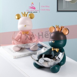 Tượng Gấu ôm tô bê khay đựng chìa khóa trái cây Lily's decor house  trang trí phòng khách quà tặng khai trương sinh nhật