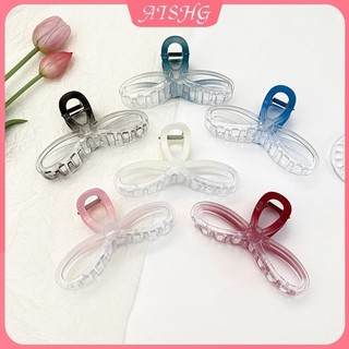 AISHG 12cm Acrylic Màu Hồng Chuyển Nơ Tóc Nữ Đơn Giản Cá Mập Kẹp Phụ Kiện Tóc Thời Trang